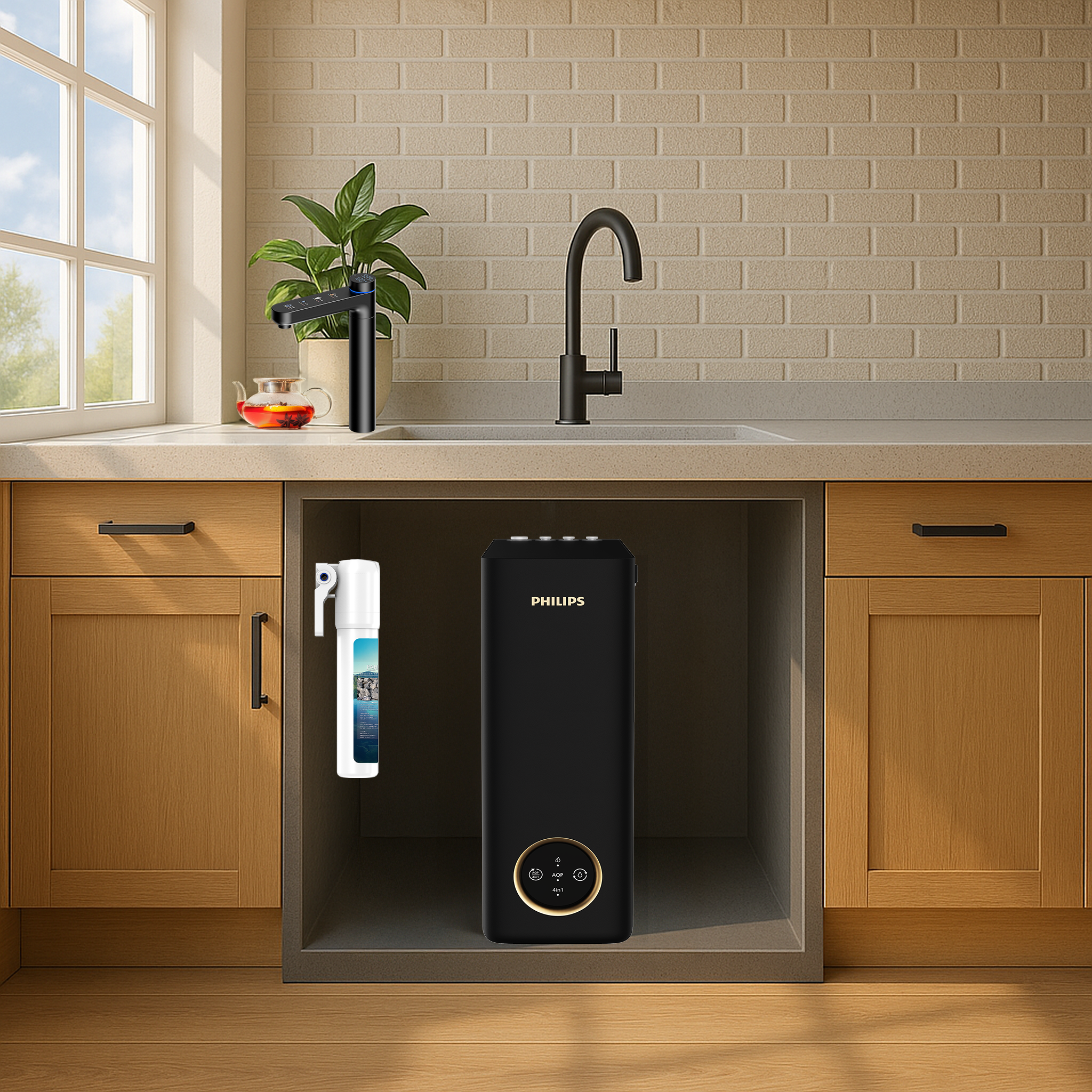 PHILIPS|RO瞬熱廚下型淨水器|RO水通道蛋白膜|智能瞬熱龍頭|AUT9322